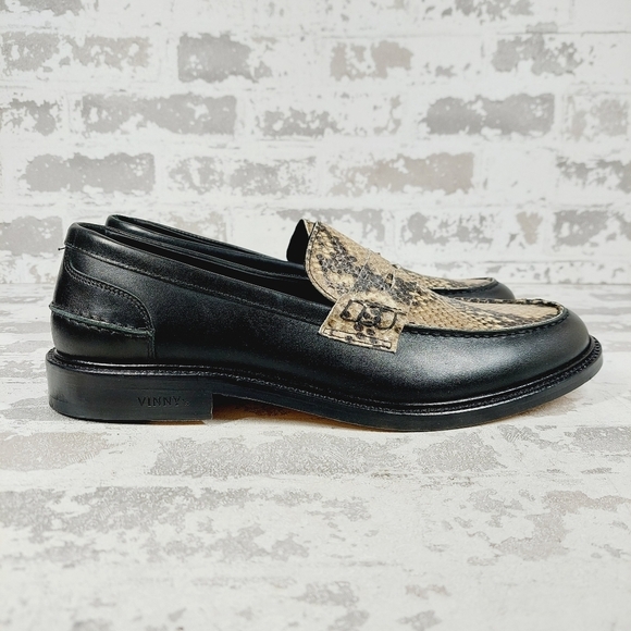 New VINNY'S Townee Panelled Snake-Effect Leather Penny Loafers B314 - Picture 5 of 14